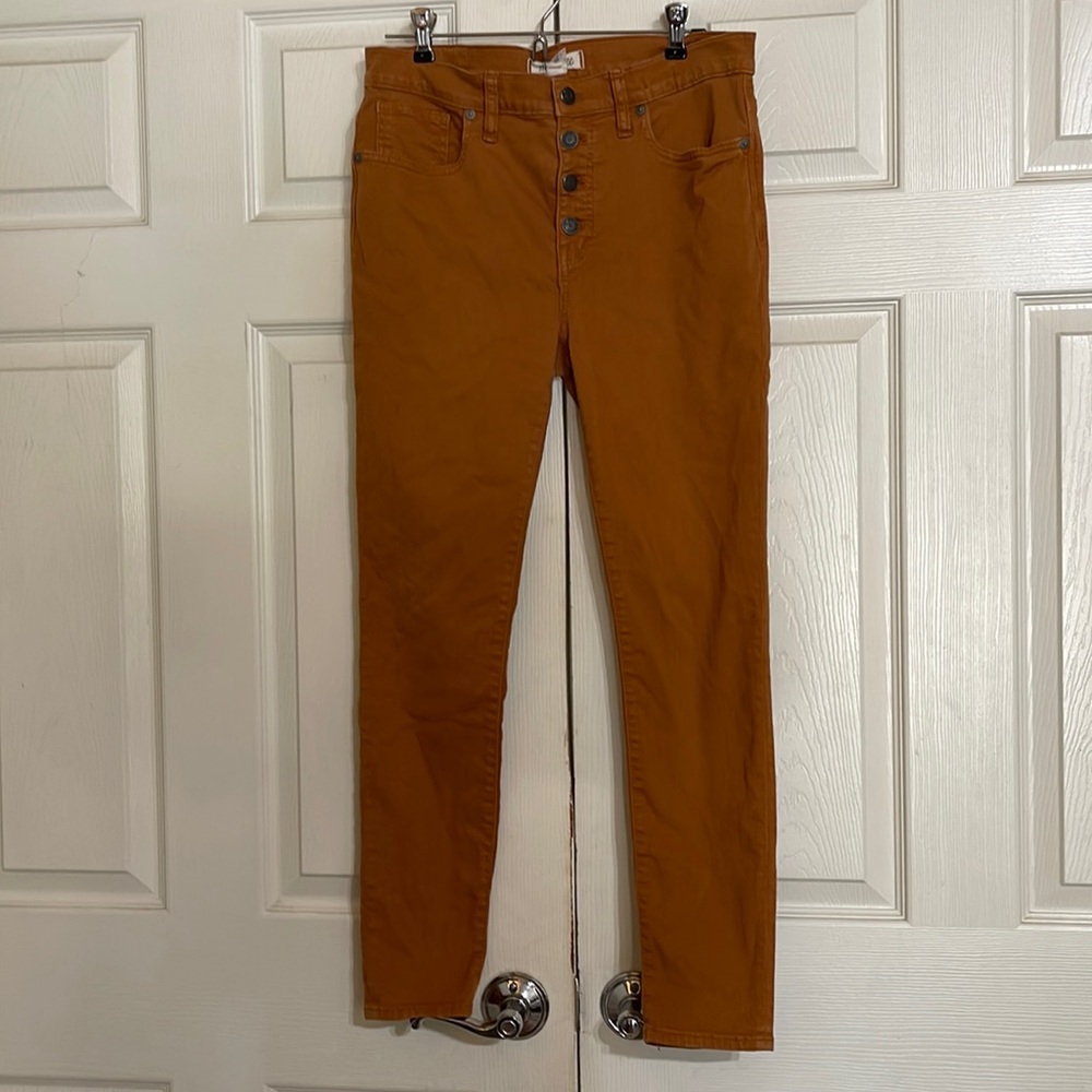 Madewell rust color skinny jeans